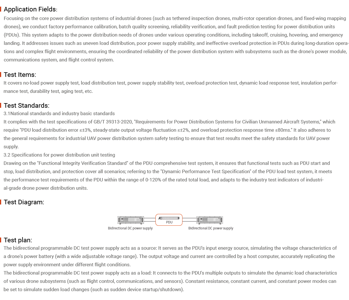Industrial UAV Power Distribution Unit (PDU) Testing Solution